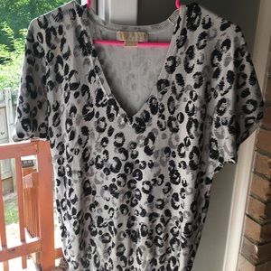 Michael by Michael Kors leopard V-neck sweater